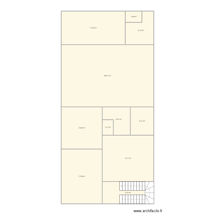 cd29 bas. Plan de 11 pièces et 143 m2