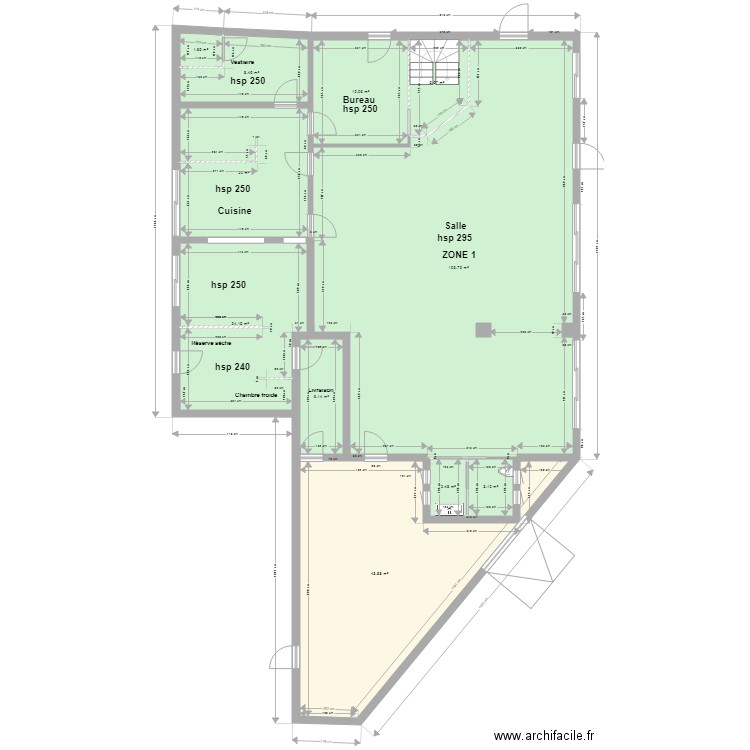 Cuisine salle placo zone 1. Plan de 0 pièce et 0 m2