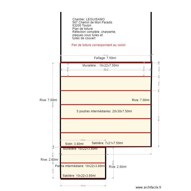 Plan LEGUISAMO dernier. Plan de 7 pièces et 51 m2