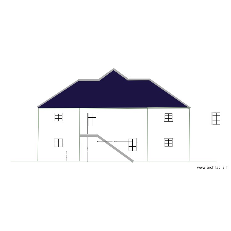 aspect facade sud R+2 . Plan de 0 pièce et 0 m2