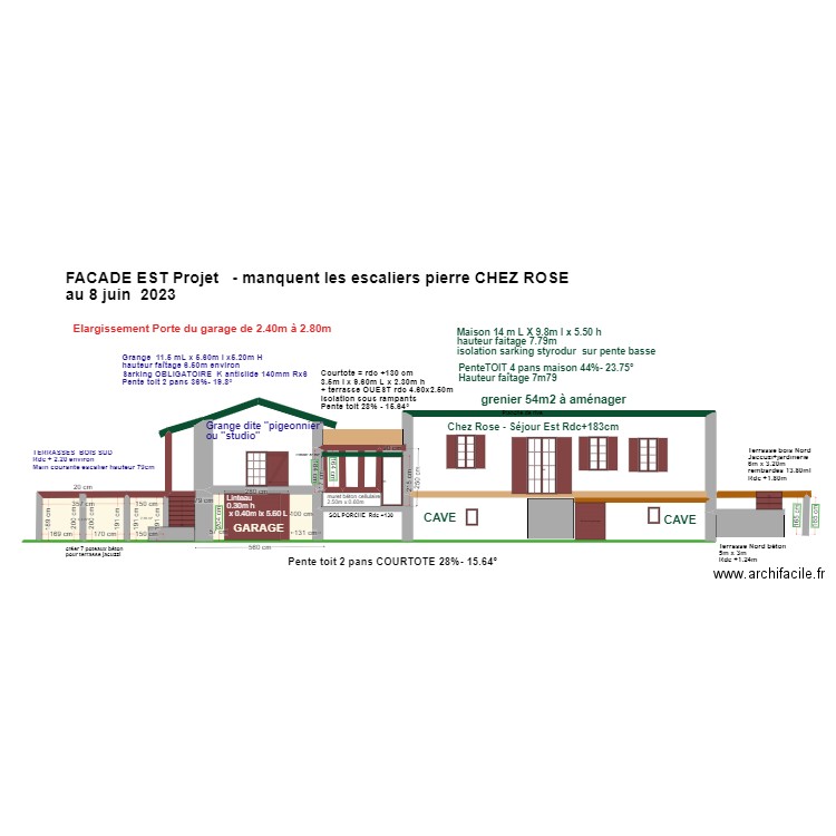 GARAGE Agrandissement porte de 40 cm. Plan de 3 pièces et 18 m2