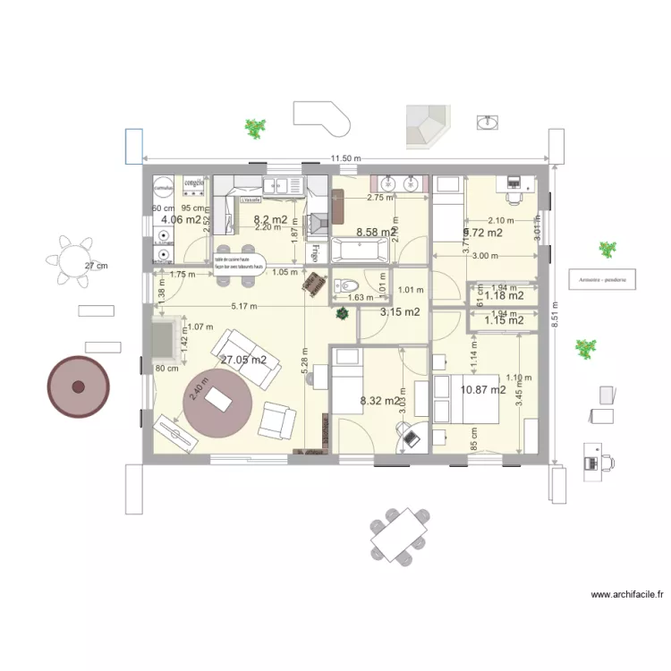 2015 01 22 Projet MARJORIE PHIL 3 CH   86 m2 int&eacute;rieur. Plan de 
