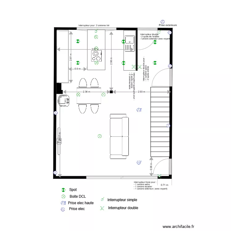 maison avec cuisine elec. Plan de 