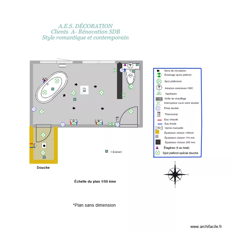 plan salle de bain  des ma&icirc;tres ,base sans dimension. Plan de 