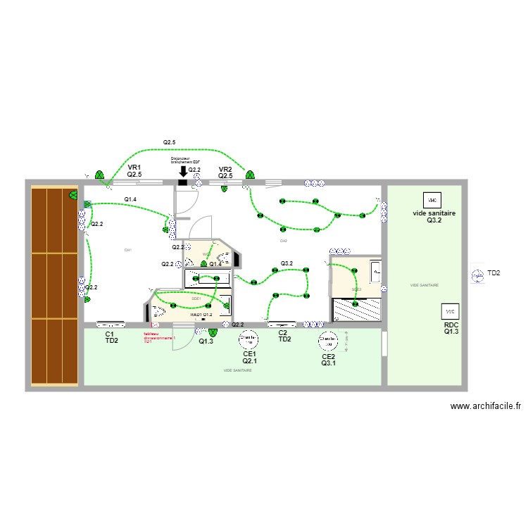 RDC IMPL MAILLET. Plan de 10 pièces et 104 m2