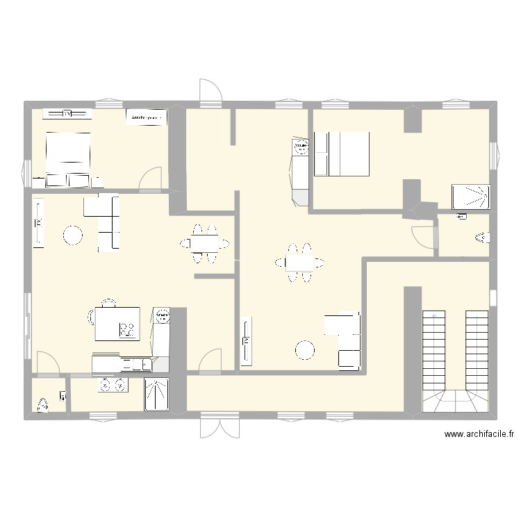 22 de gaule. Plan de 1 pièce et 168 m2