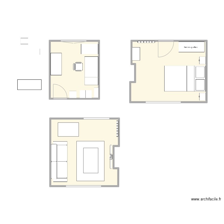 T2 40 V2. Plan de 3 pièces et 38 m2