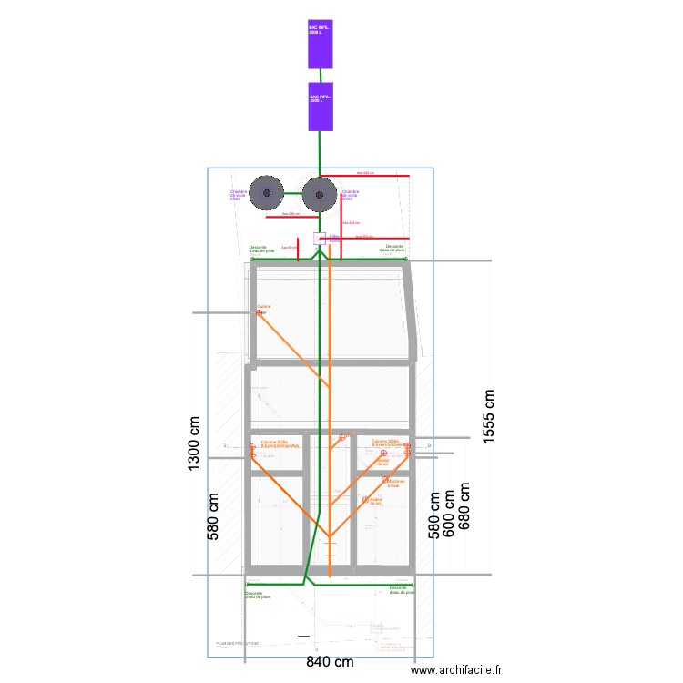 REINE ASTRID CANALISATIONS via CALEPINAGE. Plan de 6 pièces et 72 m2