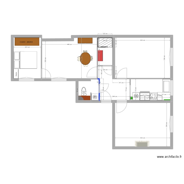 Cité Phalsbourg. Plan de 8 pièces et 68 m2