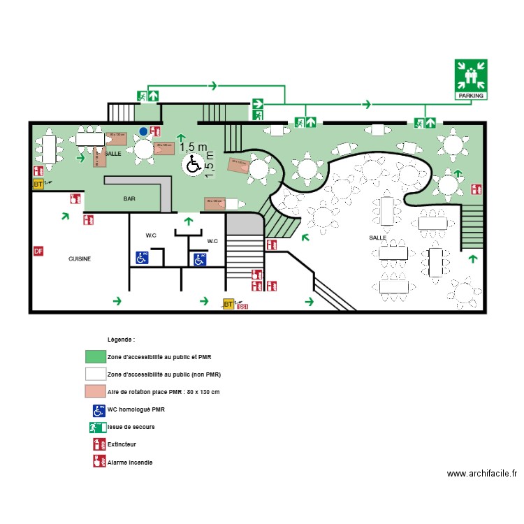 Plan accessibilité PMR. Plan de 0 pièce et 0 m2
