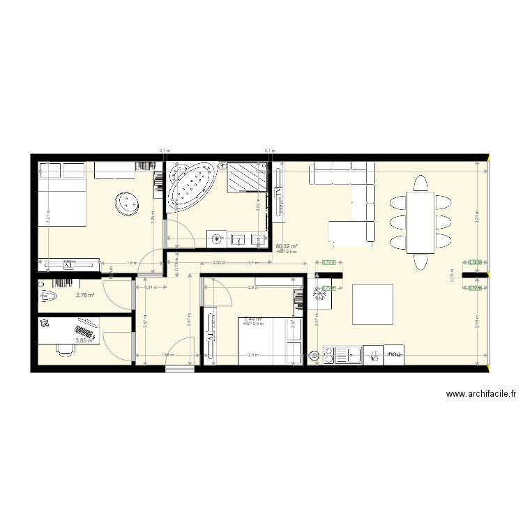 dupin archi2. Plan de 4 pièces et 74 m2