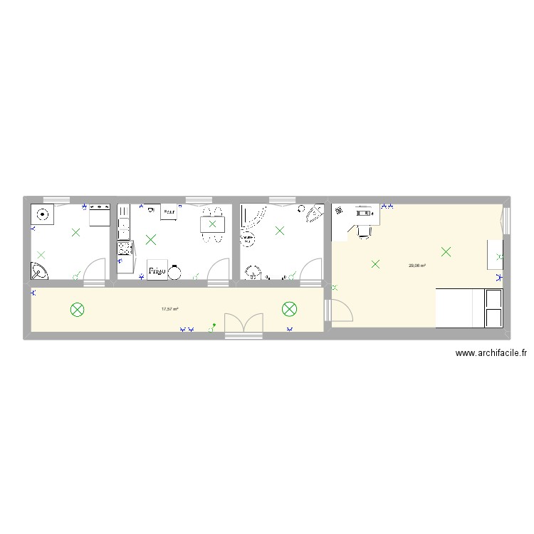 PLAN ELETRIQUE. Plan de 2 pièces et 47 m2