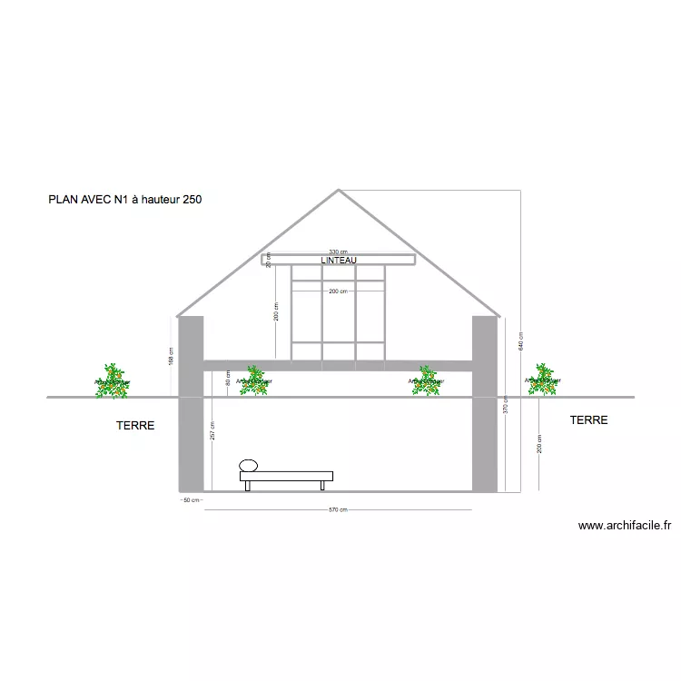FO avec N1 &agrave; Hauteur 250. Plan de 