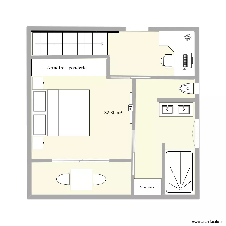 chambre etage. Plan de 
