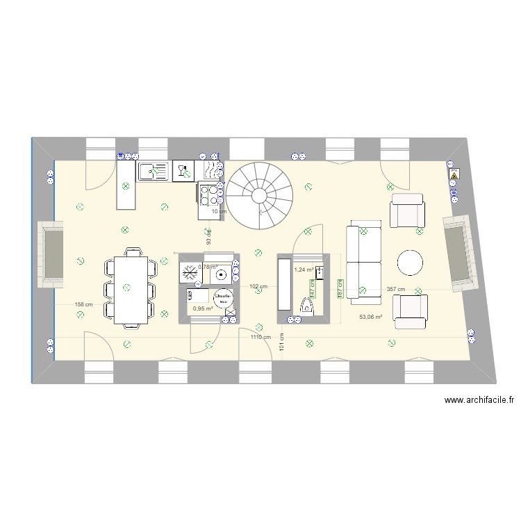 Lanildut rdc 2 ilots. Plan de 4 pièces et 62 m2