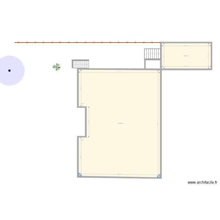 Jardin. Plan de 2 pièces et 140 m2