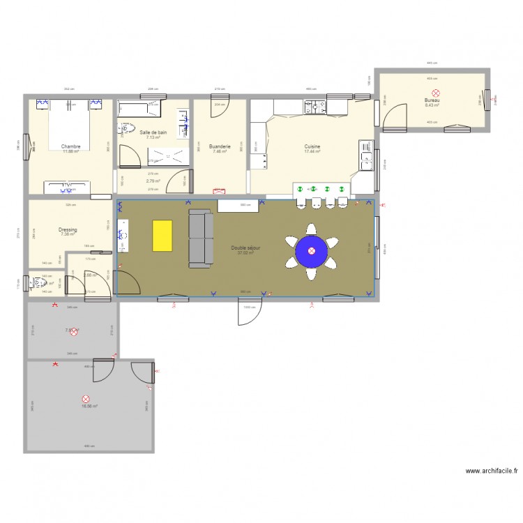 Maison JO 2. Plan de 12 pièces et 128 m2