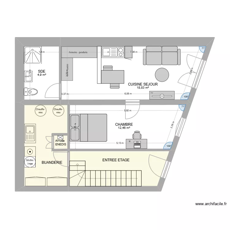 Projet rdc. Plan de 5  et 54 m²