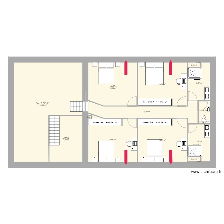 etage marnay 80 4. Plan de 16 pièces et 144 m2