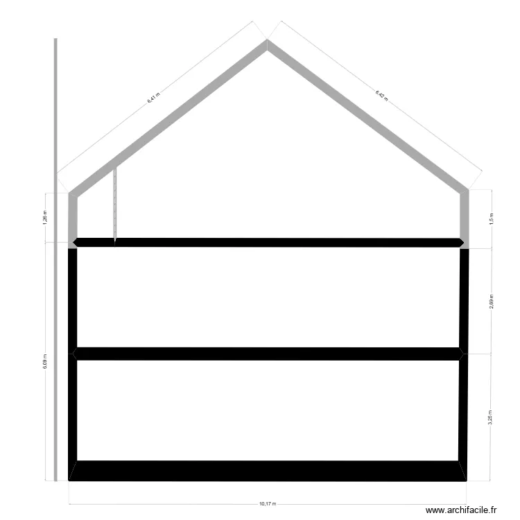 facade Est. Plan de 3  et 80 m²