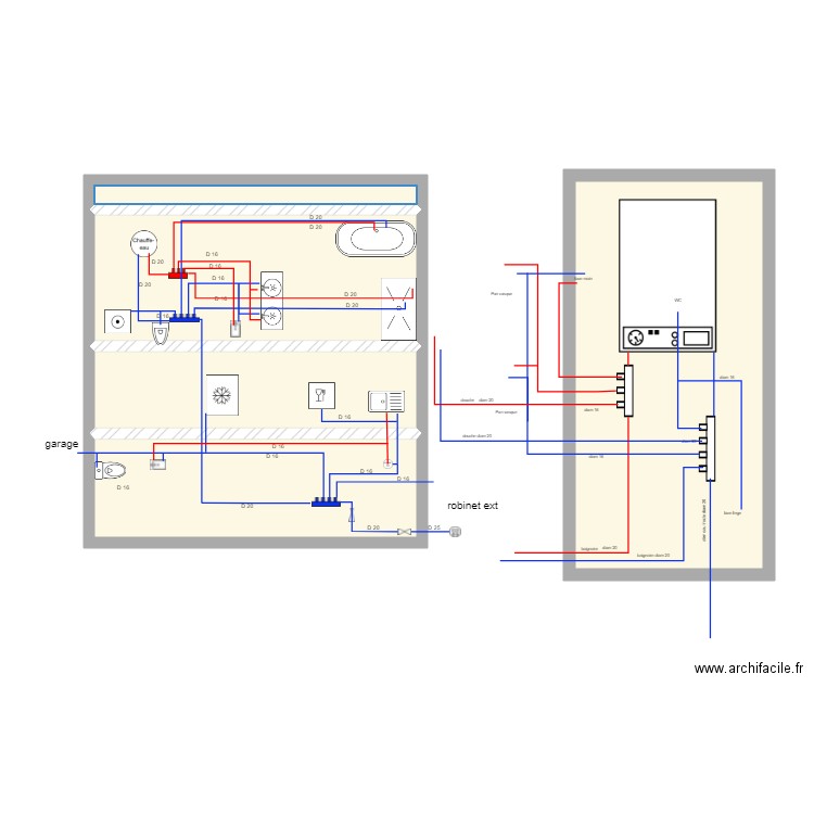 plomberie. Plan de 0 pièce et 0 m2