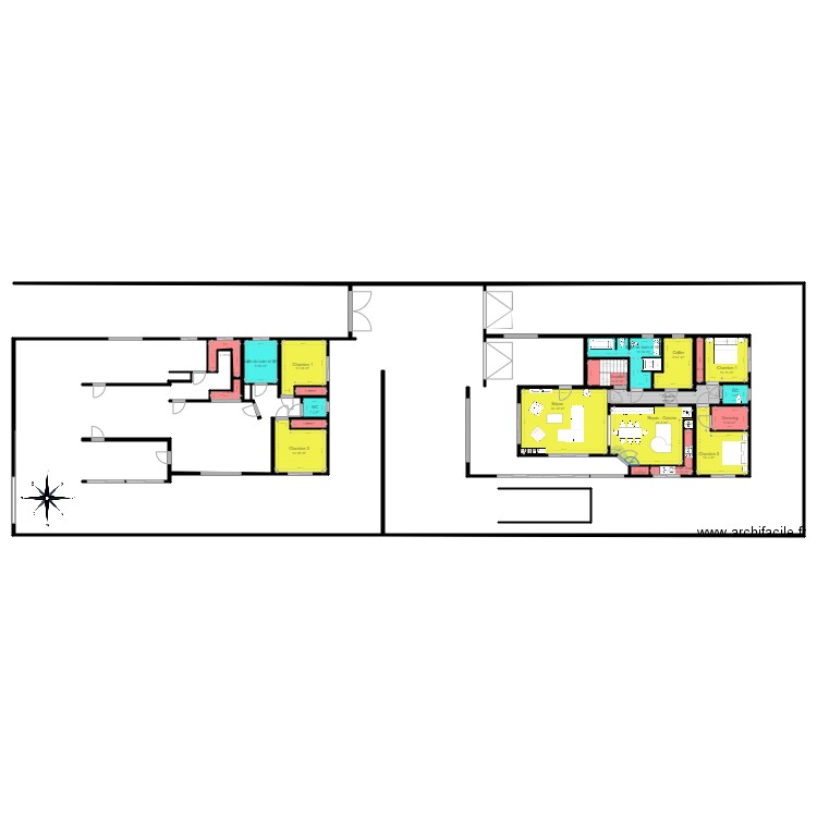 Projet maison GéGé 33470. Plan de 22 pièces et 186 m2