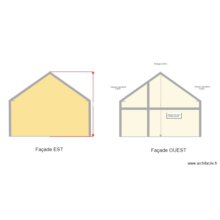 Projection EST OUEST. Plan de 0 pièce et 0 m2