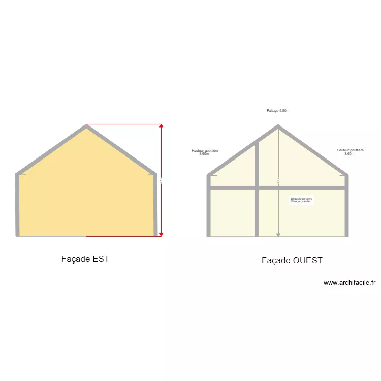 Projection EST OUEST. Plan de 