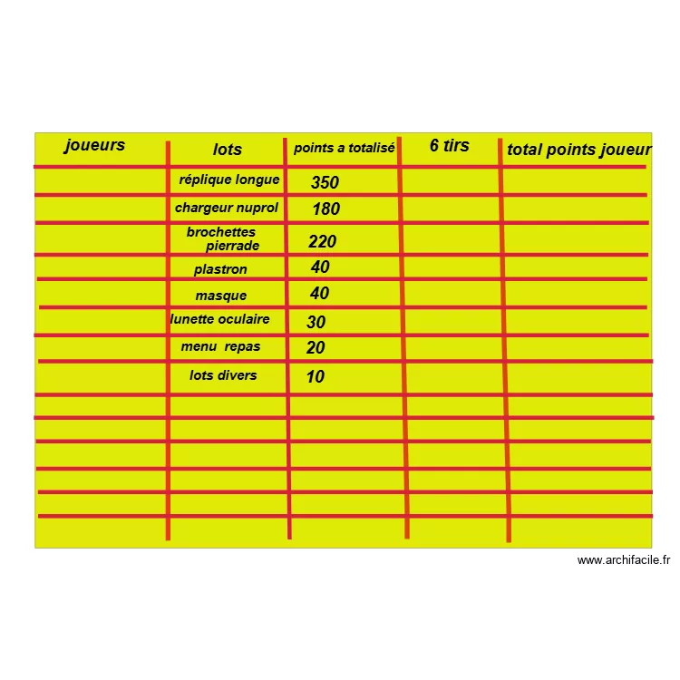 TOURNOI. Plan de 