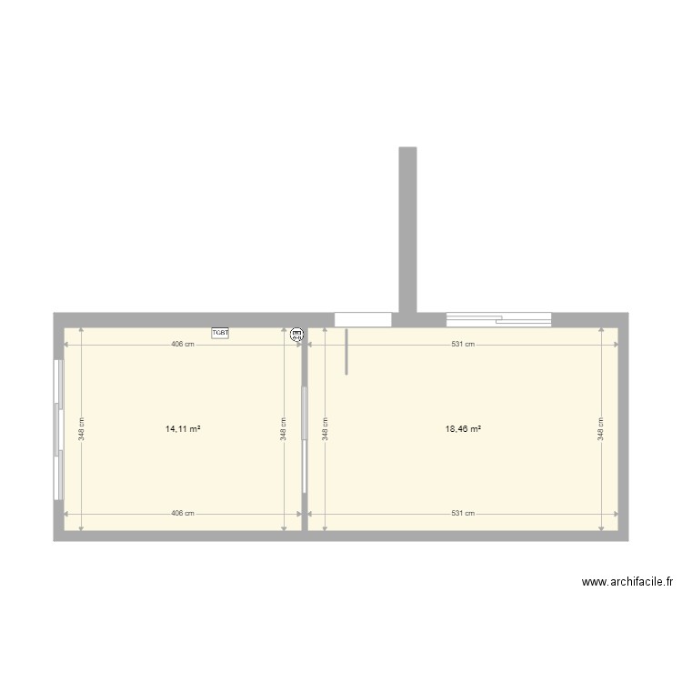 projet Archi. Plan de 2 pièces et 33 m2