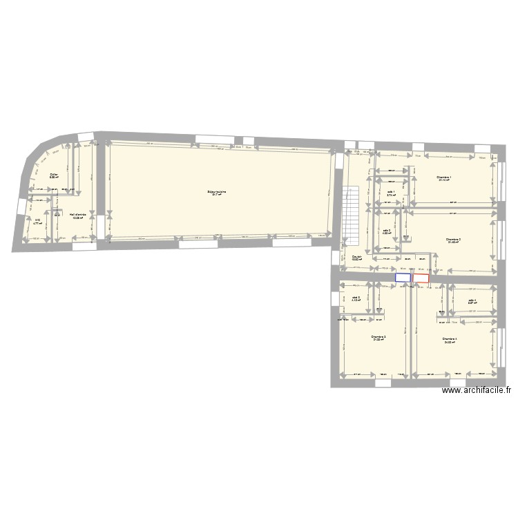 niveau 1 habitation côtes placo. Plan de 0 pièce et 0 m2