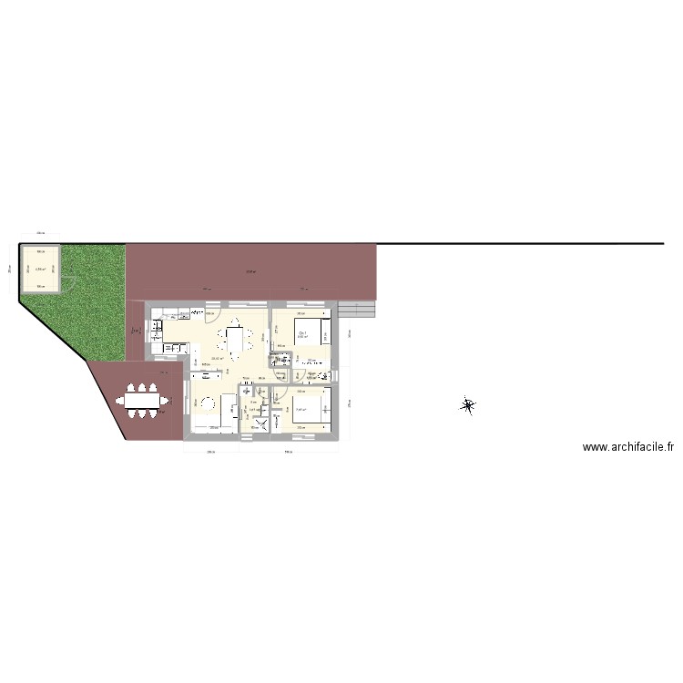 Plan Cancale maisonnette sans toit. Plan de 7 pièces et 55 m2