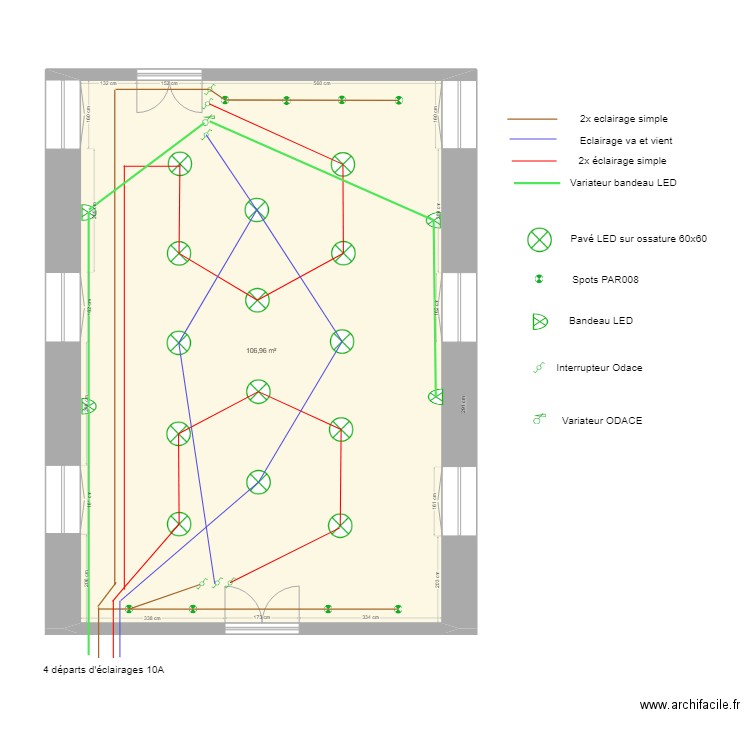 Seminaire salle elec eclairage. Plan de 1 pièce et 107 m2