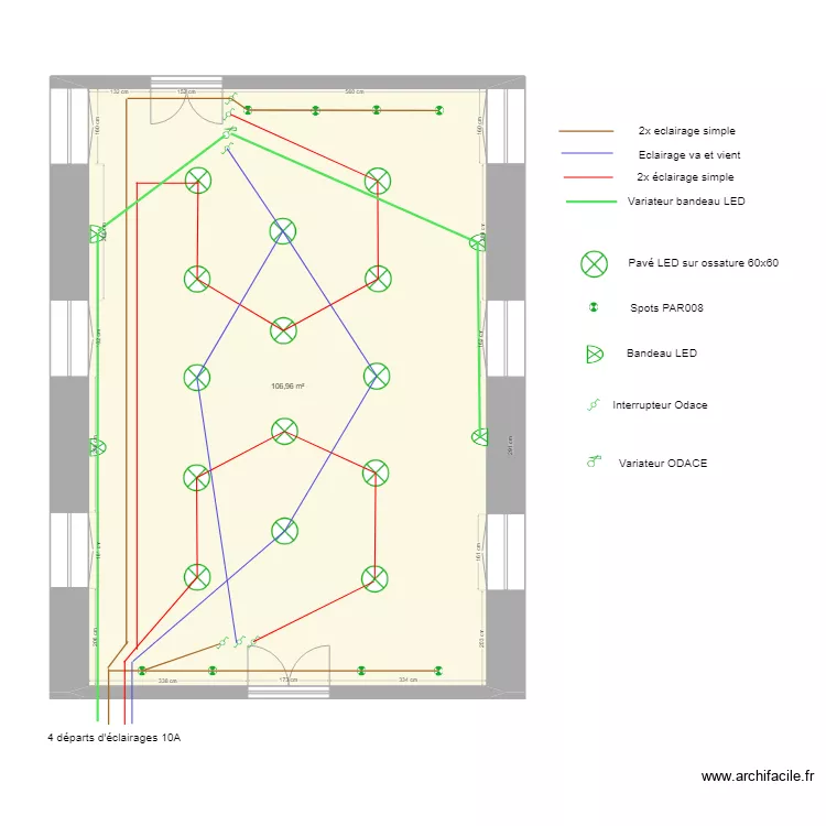 Seminaire salle elec eclairage. Plan de 