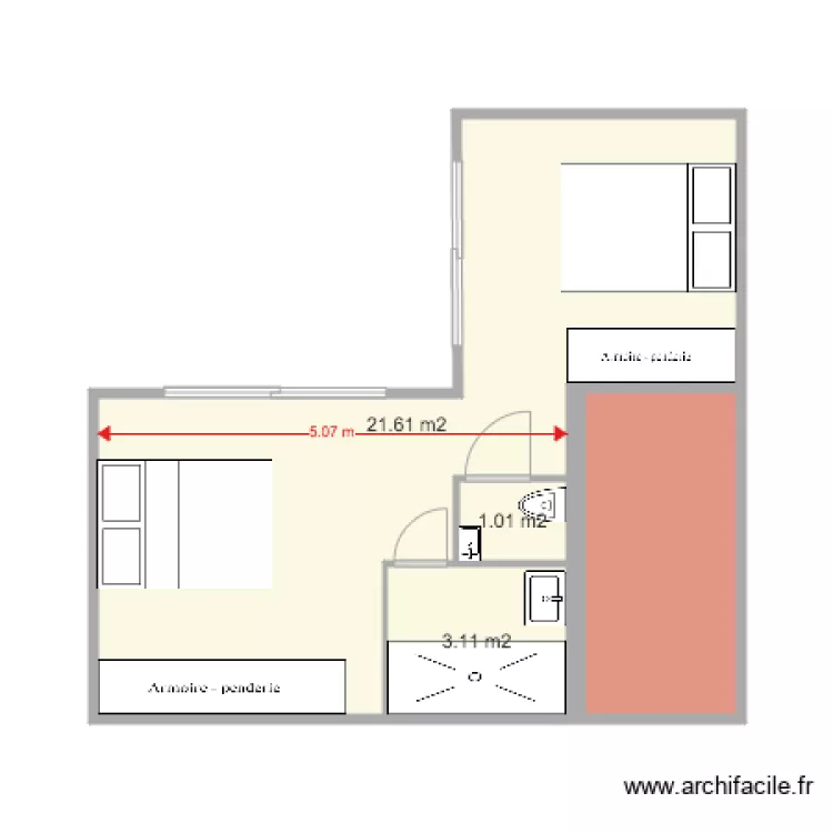 GARAGE 2 CHAMBRES. Plan de 