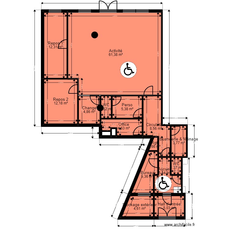 Asnières projet Jordan_Partie 1. Plan de 17 pièces et 138 m2