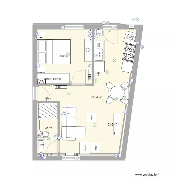 f2 nozerine cuisine gauche definitif. Plan de 