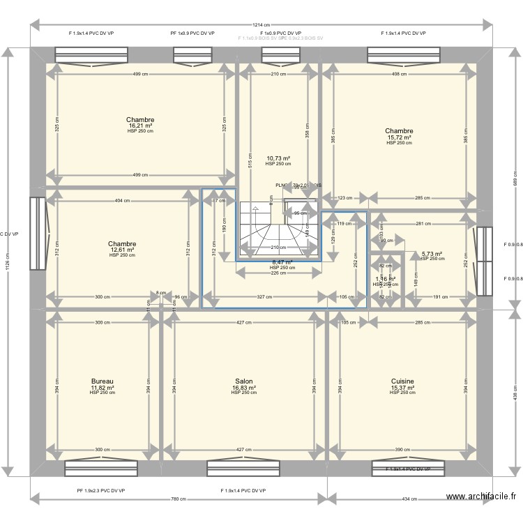 Boutinaud. Plan de 14 pièces et 375 m2