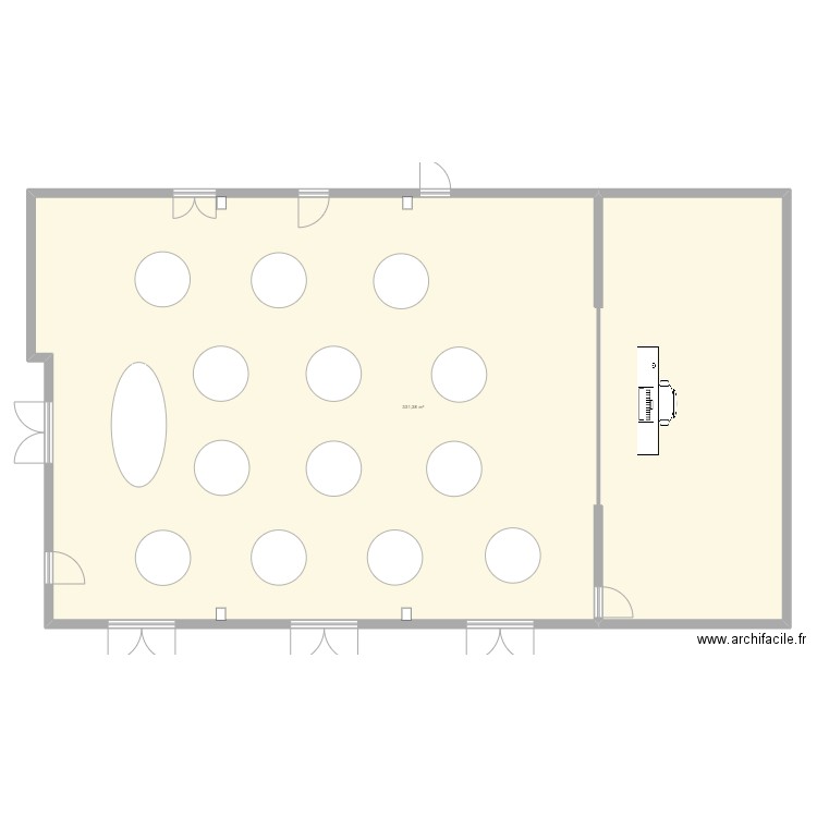 salle mariage. Plan de 1 pièce et 331 m2