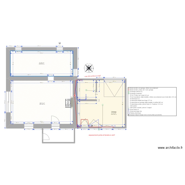 plan maison, GARAGE 2. Plan de 3 pièces et 93 m2