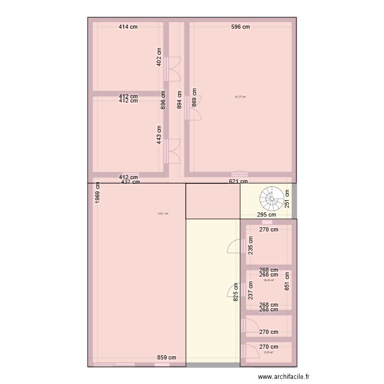 Chantier Kati. Plan de 4 pièces et 214 m2