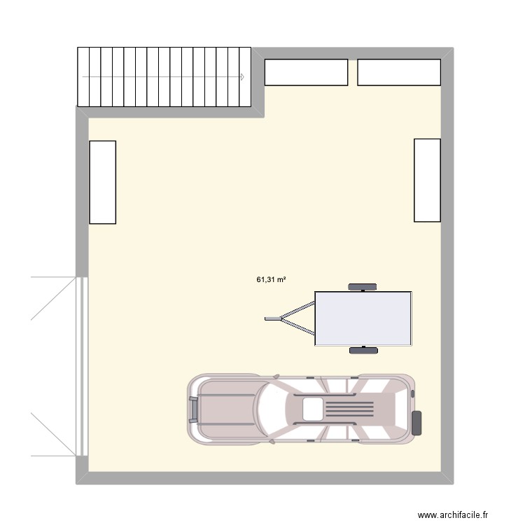 Garage. Plan de 1 pièce et 61 m2