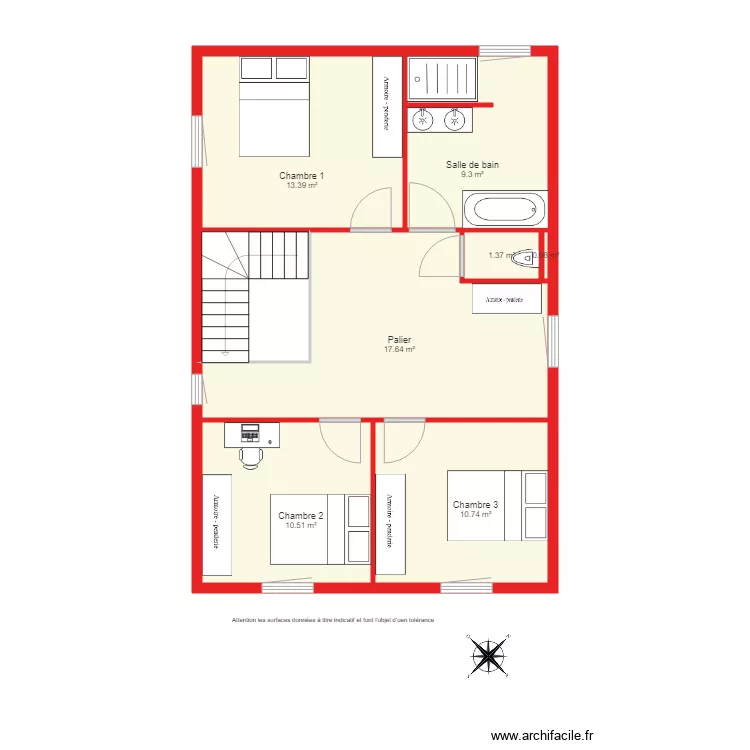 BI1660 &eacute;tage non c&ocirc;t&eacute;. Plan de 