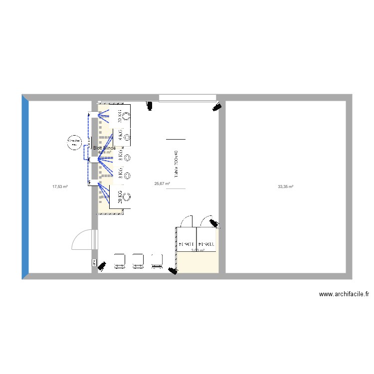 Villeneuve. Plan de 5 pièces et 84 m2