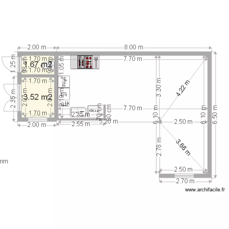pool house L var2 avec mob sans piscine. Plan de 