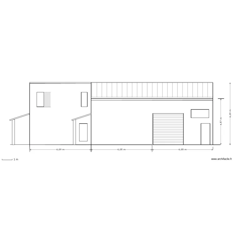 facade sud projet avec hautvent. Plan de 
