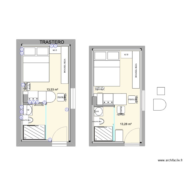 TRASTERO V11. Plan de 2 pièces et 27 m2