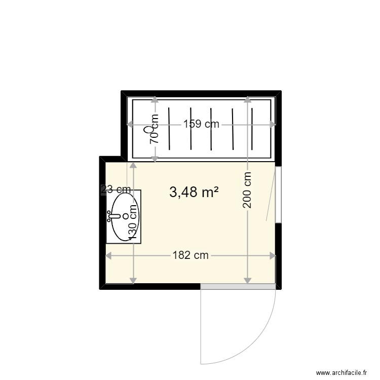 DUHAMELLE ELISBETH . Plan de 1 pièce et 3 m2