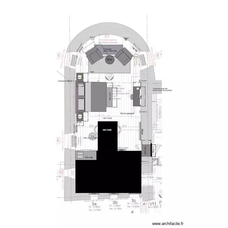 Chambre 1 Faux Plafond . Plan de 