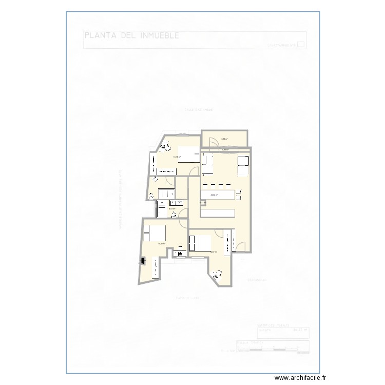 gaztambide plano 3 habitaciones. Plan de 0 pièce et 0 m2